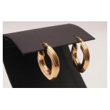 14kt Yellow Gold Fluted Ribbon Hoop Earrings