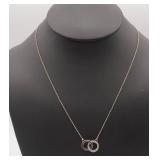 Sterling Interlocking Double Circle Halo Necklace