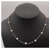 14kt Gold Cultured Pearl Station Necklace made