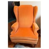 Queen Anne Style Wingback Chair Orange