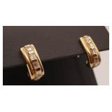 Gold Over Sterling CZ Huggie Hoop Earrings