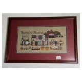 Farmers Market Cross Stitch Amish Folk Art Scene