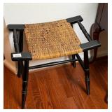 Hitchcock Style Black Painted Wooden Stool