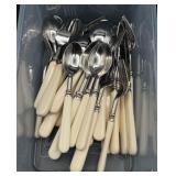 Assorted Flatware Cream Colored Handles