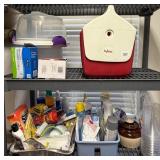 (2) Shelves Lot ~ Cooler, Cake Carrier, Cleaning