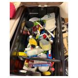 Bin of Cleaning Supplies & Faux Floral