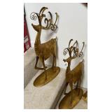 Elegant Gilded Metal Deer Figurines