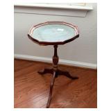 Green Leather Top Plant Stand