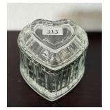 Clear Pressed Glass Heart Shaped Trinket Box