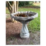 Concrete Bird Bath on Fluted Pedestal
