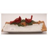 Ceramic Winter Cardinal Serving Dish