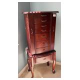 Queen Anne Style Cherry Jewelry Armoire