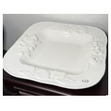 CWC White Ceramic Embossed Square Serving