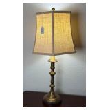 Brass Candlestick Table Lamp w/Shade