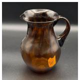 Hand Blown Amber Art Glass Pitcher