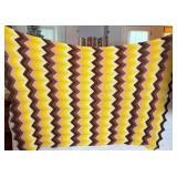 Chevron Afghan Brown, Yellow, White