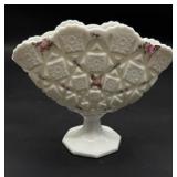 Westmoreland Old Quilt Fan Vase Hand Painted