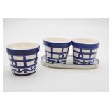 Dansk Arabesque Flower/Herb Pots w/Tray &