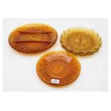 Sandwich Glass Amber Set 2 Lunch/Desert Plates,