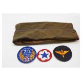 Olive Wool Side Cap and Military Patches