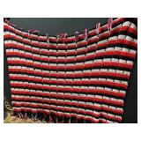 Crocheted Afghan Blanket Red/White/Blue