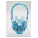 Fenton English Rose Celeste Blue Overlay