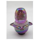 Fenton Plum Carnival Glass 3 Piece Fairy Lamp
