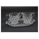 Fostoria American Mini Sugar & Creamer w/Tray