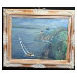 Framed Coastal Scene w/Lighthouse by