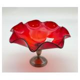 Empire Handmade Red Glass Bowl Sterling Base