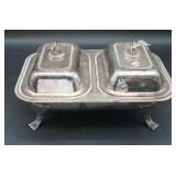 Ornate Silver Plated Double Serving Dish