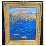 Coastal Oil on Canvas Framed Painting by
