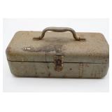Fishing Tackle Box w/Contents Grey Metal