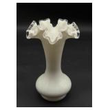 Fenton Silver Crest Double Ruffle Crimped Vase