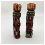 Jamaican Hand Carved Wooden Totem Statues