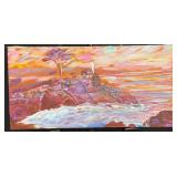 Lighthouse Sunset Oil on Canvas by dePierre