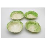 Majolica Cabbage Leaf Butter Pats (4) Marked