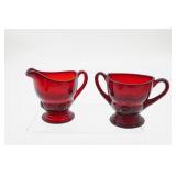 New Martinsville Glass Creamer and Sugar