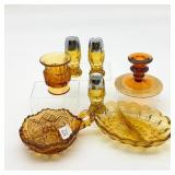 Collection of Amber Glass 6 Pieces