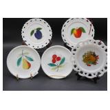 Milk Glass Hand Painted Plates (5)