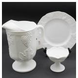 Indiana Milk Glass Harvest Grape Pitcher, 9 3/4"