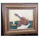 Oil on Canvas Violin Still Life Framed