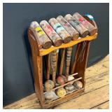 Antique Wooden Croquet Set w/Stand