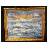 Seascape Painting Oil on Canvas Framed Signed