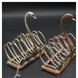 Pair Silver Plated Swan Toast Racks