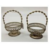 Pair of Silver Plated Filigree Condiment Basket