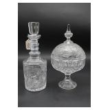 Pressed & Cut Crystal Covered Candy Dish &