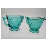 Jeannette Glass Swirl Pattern Creamer & Sugar Set