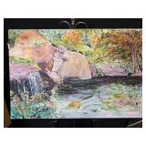 Waterfall Oil on Canvas Painting by dePierre