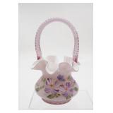 Fenton Spiral Optic Basket Floral Butterfly